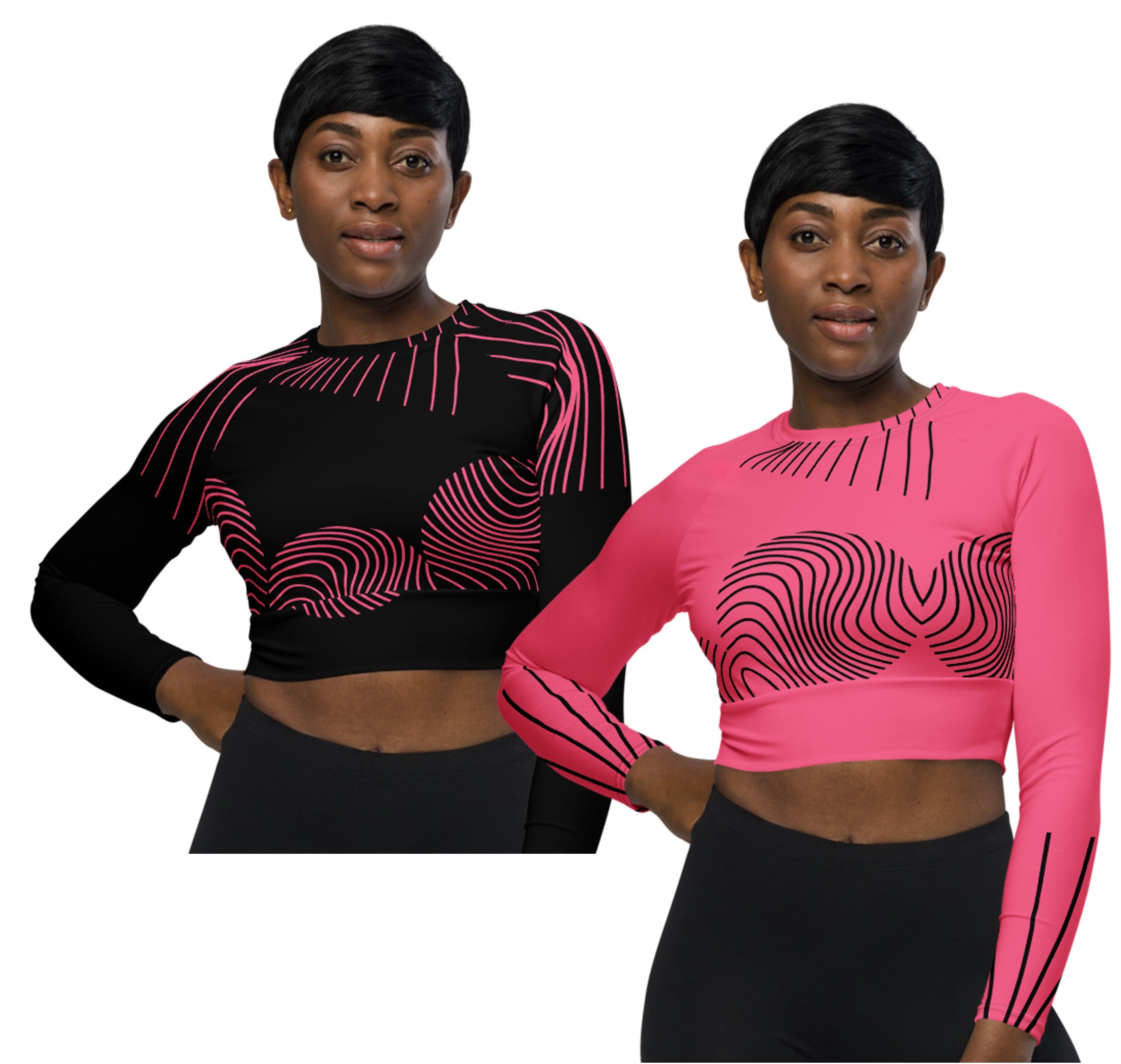 Activewear long-sleeve crop top. Yoga or Gym or Dance crop top. Streetwear top. RippleFX by WickedYo.
